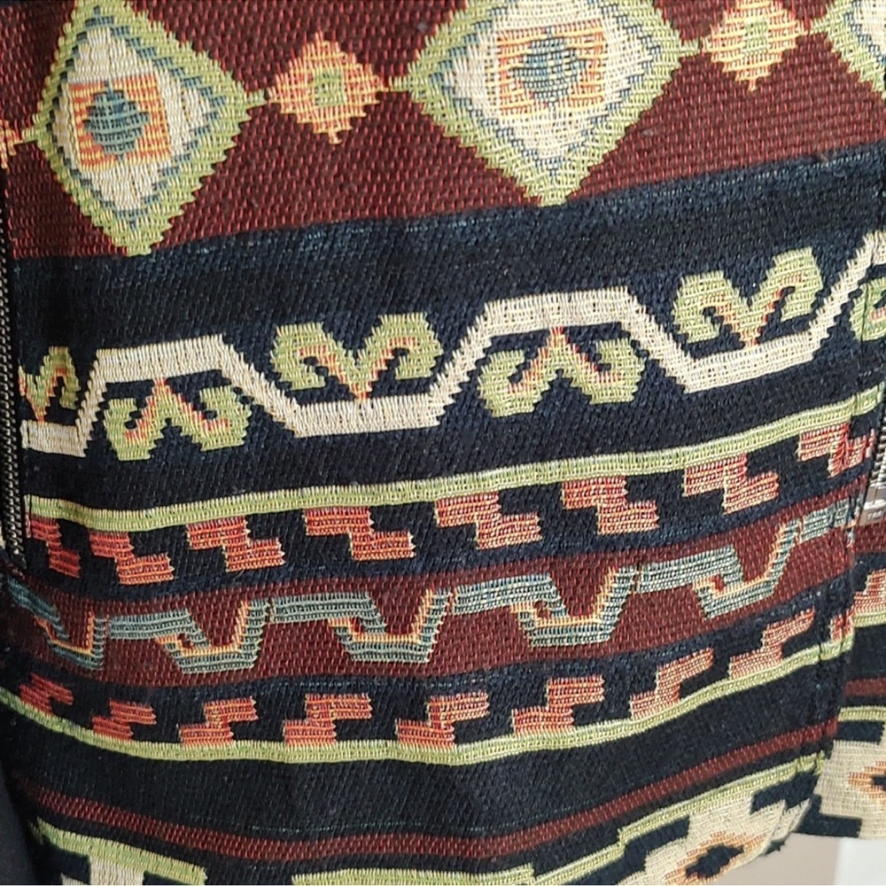 NWOT Zara Embroidered Aztec Tribal Moto Leather Trim Jacquard Jacket Size Medium - Picture 14 of 16